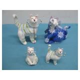 Four Ceramic Cat Figurines Largest 5' Tall