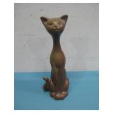 Vtg Wood Carved Cat 7.75' Tall See Info