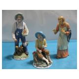 Three Vtg Porcelain Figurines Largest 8'