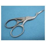 Vtg. Old Stork Crane Sewing Scissors
