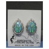S.S. Native American Stone Inlay Earrings See Info