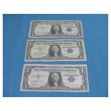 (3) 1957 One Dollar Silver Certificates