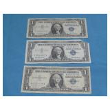 (3) 1957 One Dollar Silver Certificates
