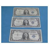 (3) 1957 One Dollar Silver Certificates