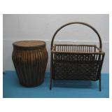 Bamboo Magazine Rack & Basket W/ Lid See Info