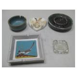 (5) Vtg Ceramic & Glass Ashtrays See Info