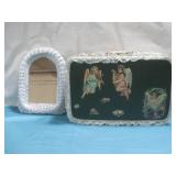 Vtg Suitcase & Wicker Mirror See Info
