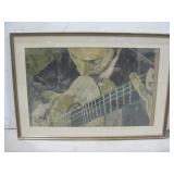 Framed Vtg Guitar Player Collage See Info