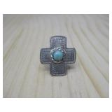 Vtg Sterling Silver N/A Turq. Ring Hallmarked