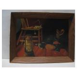 Vtg Framed Cowboy Boots Painting 26.5' x 20.5'