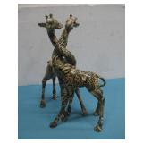 Two Epoxy Over Fabric Giraffe Figurines 14' Tall