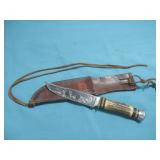 Hand Forged J. A. Henckels Hunting Knife W/Leather