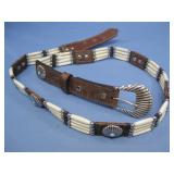 Tony Lama Leather Concho Bone Bead Belt 43' Long