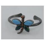 Vtg Sterling Silver Multicolor Opal Bracelet 50g