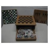 Wooden Game Station Chess, Parcheesi & More