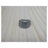 Vtg Sterling Silver N/A Turq Coral Ring Hallmarked