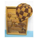 Signed Hot Air Balloons Wood Inlay Art 21' x 17'