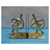 Two Metal Armillary Sphere Bookends