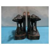 Wood Carved Water Buffalo Bookends