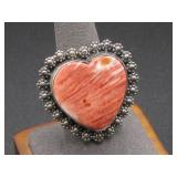 Navajo Sterling Spiny Large Heart Ring Hallmarked