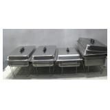 Five Chafing Dishes W/ Lids & (4) Stands See Info