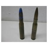 Two Vtg Caliber Brass Cartridge Lighters See Info