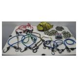 Assorted Bungee Cords W/ Hooks, Chains & More