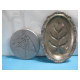 Vtg Metal Tray & Metal Horse Footed Plate See Info