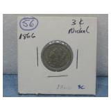 1866 III Cent Piece 90% Silver