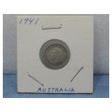 1941 Australian Threepence Coin 92.5% Silver