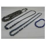 Three Beaded Strand Necklaces W/Bracelet