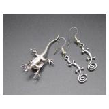 S.S Tested Lizard Pin W /Lizard Earrings