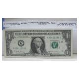 (1) One Dollar Fancy Serial Number 96.6% -See Info