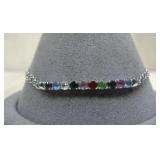 S.S Vtg. NOS Multistone Hallmarked Bracelet See;