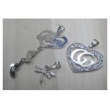 S.S NOS Hallmarked Lot Of 3 Misc Pendant