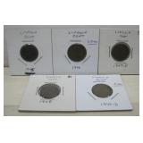 (5) Consecutive 1945-1949 Wheat Cents