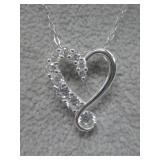 Sterling Silver Heart Pendant & Chain Hallmarked