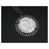 Vtg. Queen Elizabeth Coin Necklace W/ Chain
