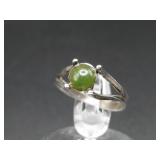 Sterling Silver With Green Stone Hallmarked
