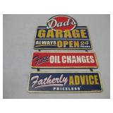 Vtg-Style Dad's Garage Metal Sign 15' x 9'
