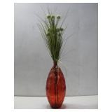 Glass Vase W/ Artificial Plants 17.75' Tall