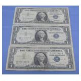 (3) 1957 One Dollar Silver Certificates