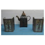 Two Metal Kokopelli Wall Sconces & Metal See Info
