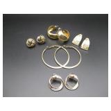 Five Pairs Of Gold Tone Pierced Earrings