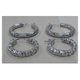 S.S NOS Hallmarked CZS Lot Of Two Earring Sets