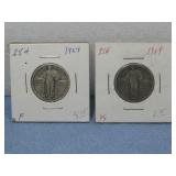 1927 & 1929 Standing Liberty Quarters 90% Silver