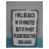 11.5'' x 7.5'' Decorartive Metal Back In 10 Sign