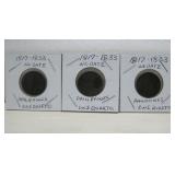(3) 1817-83 Philippines 1 Quarto Pure Copper Cents