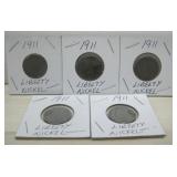 (5) 1911 Liberty V Nickels
