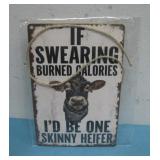 NIP Wood Comedic Cow Sign 4.75' x 7'